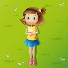 Girl lying on her back in the garden