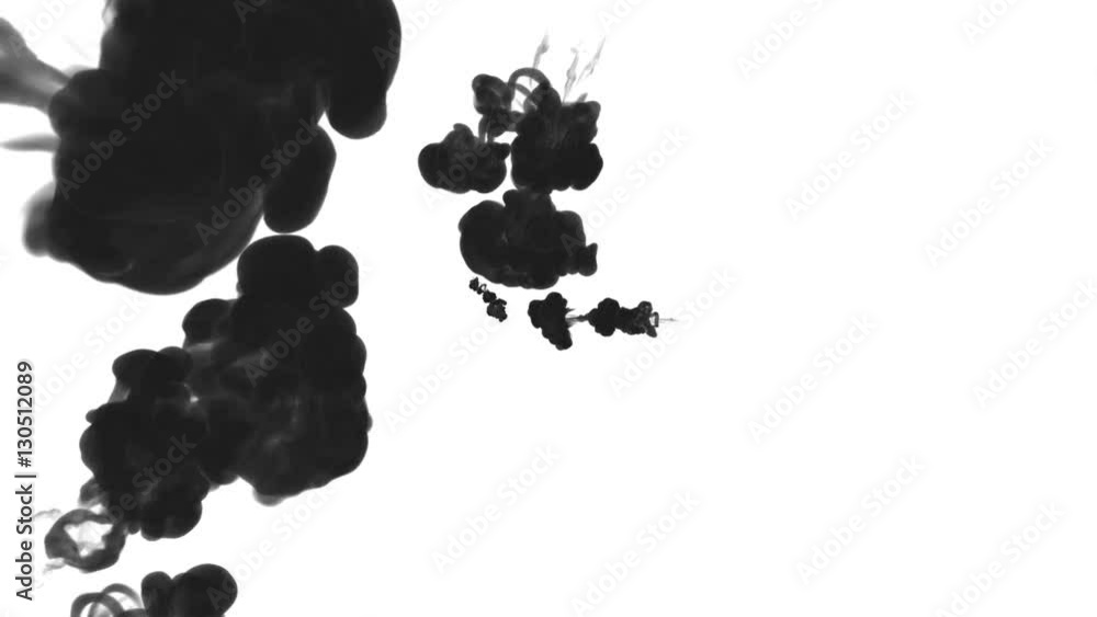 Aufkleber black ink drop in water on a white background for effects. 3d render. voxel graphics. computer simul