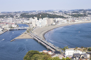 View of Enoshima Island From the Observation Deck at Samuel cocking garden - Kamakura, Japan