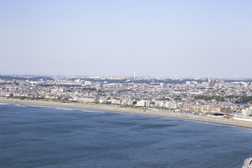 View of Enoshima Island From the Observation Deck at Samuel cocking garden - Kamakura, Japan