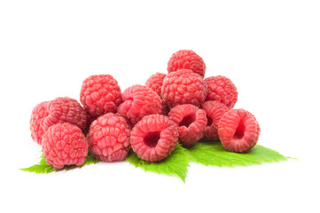 Ripe raspberries isolated on a white background cutout