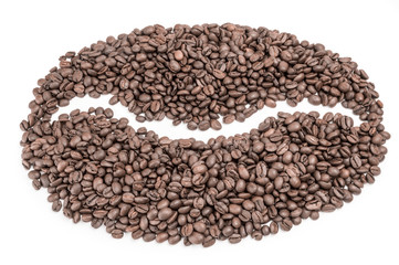 Coffee grains isolated on a white background cutout