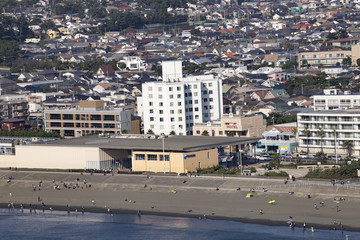 View of Enoshima Island From the Observation Deck at Samuel cocking garden - Kamakura, Japan