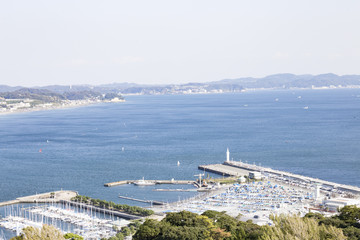 View of Enoshima Island From the Observation Deck at Samuel cocking garden - Kamakura, Japan