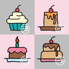 gluten free food, cakes, icon. vector illustration