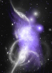 Stars, dust and gas nebula in a far galaxy