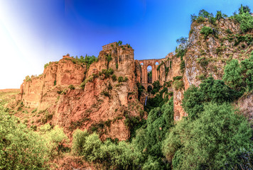 Fototapeta na wymiar Ronda, Spain at the Puente Nuevo Bridge over the Tajo Gorge.
