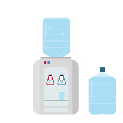 Office water cooler with big plastic bottle and plastic cup. Vector illustration