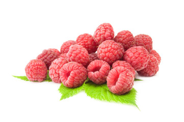 Ripe raspberries isolated on a white background with clipping path