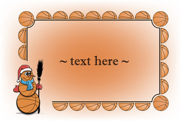 Frame with basketball and snowman