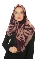 beautiful young muslim women posing in scarf at studio