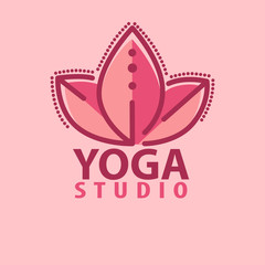Vector logo in a line style. Fitness room, yoga center