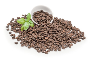 Roasted coffee beans isolated on a white background cutout