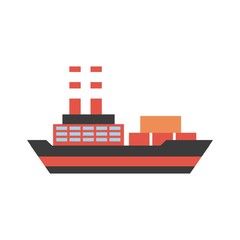 Cargo ship icon over white background. colorful design. vector illustration