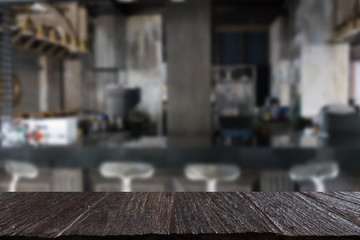 counter bar in restaurant interior blur background with selected