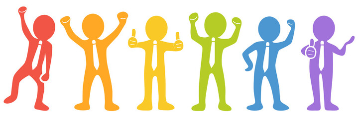 Set: Motivierte und erfolgreiche Business-Männchen - Vektor / farbig / freigestellt