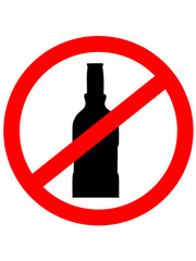 Prohibition sign icon.  No drink with bottle. Vector illustration.