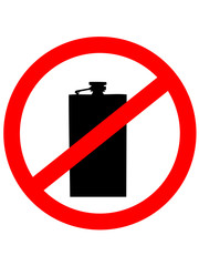 Prohibition sign icon. No drink with Hip flask. Vector illustration