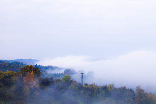 Fototapeta Colorful forests and valley fog