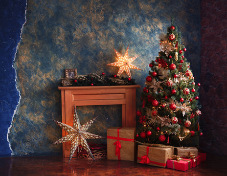 Red And Yellow Christmas Tree Decorations