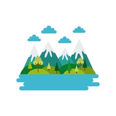 mountains landscape icon over white background. colorful design. vector illustration