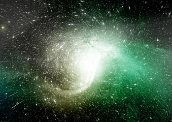 Stars, dust and gas nebula in a far galaxy