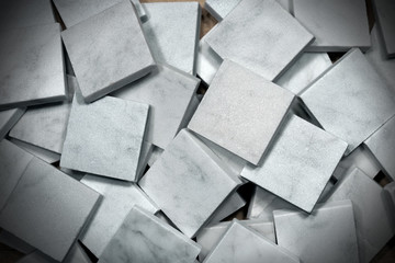 Square Tiles of White Carrara Marble
