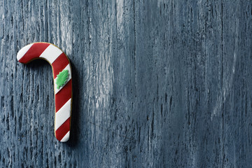 Fototapeta na wymiar christmas cookie in the shape of a candy cane