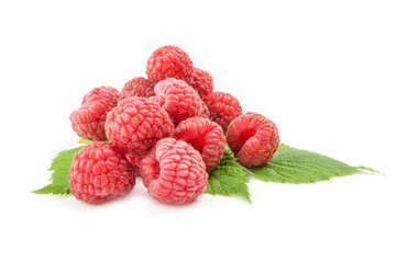 Ripe raspberries isolated on a white background cutout