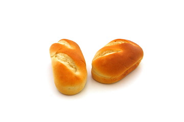 Milchbrötchen auf einem weißen Hintergrund