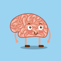 cartoon human brain  icon over blue background. colorful design. vector illustration