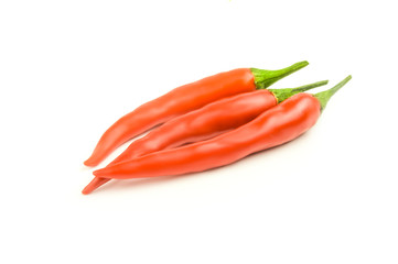 Red chili peppers isolated on a white background