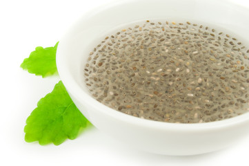 Healthy chia seeds on a white background clipping path