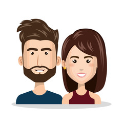 young couple characters icon vector illustration design