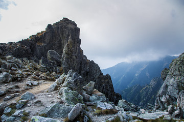 A beautiful rocky mountain landscape in High Tatry, Slovakia