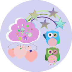 Background with couple of owls