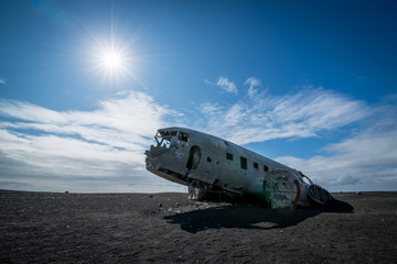 DC 3 plane crash in Iceland on a sunny day 