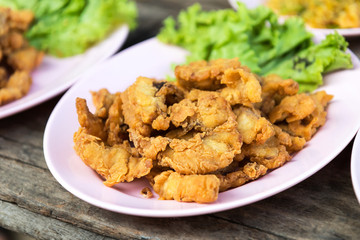 Fried crispy fish pieces.