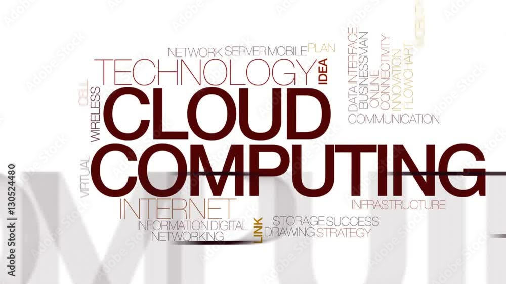 Poster cloud computing animated word cloud. kinetic typography.
