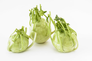 Kohlrabi or knol khol on white
