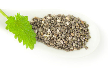 Nutritious chia seeds isolated on a white background cutout