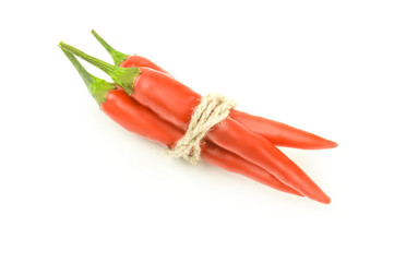 Red chili peppers isolated on a white background