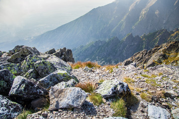 A beautiful rocky mountain landscape in High Tatry, Slovakia