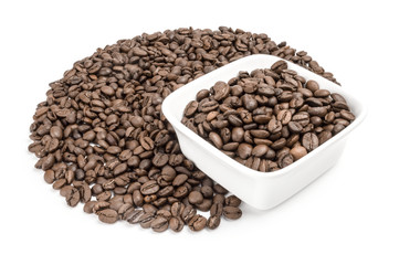 Roasted coffee beans isolated on a white background cutout
