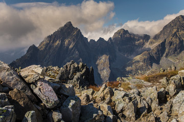Fototapeta na wymiar A beautiful rocky mountain landscape in High Tatry, Slovakia