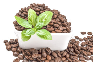 Roasted coffee beans isolated on a white background cutout