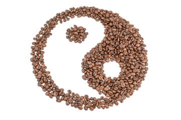 Roasted coffee beans isolated on a white background cutout