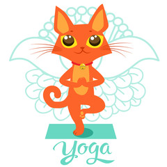 Cartoon Funny Cat Icons Doing Yoga Position. Yoga Cat Pose. Yoga Cat Vector. Yoga Cat Figurine. Cat As Toy. Yoga Cat Statue. Yoga Cat Balance And Meditation.