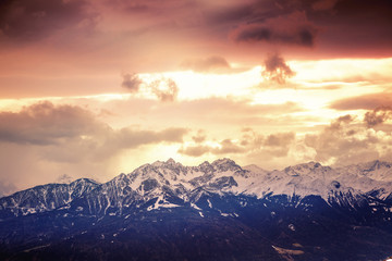 Beautiful sunset in the Alps