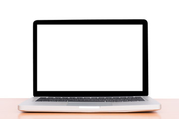 Fototapeta premium nootbook on the wood, White background, clipping path